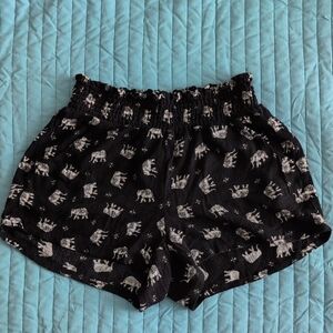Bebop Black Elephant Print Beach Cover-up Shorts Size S